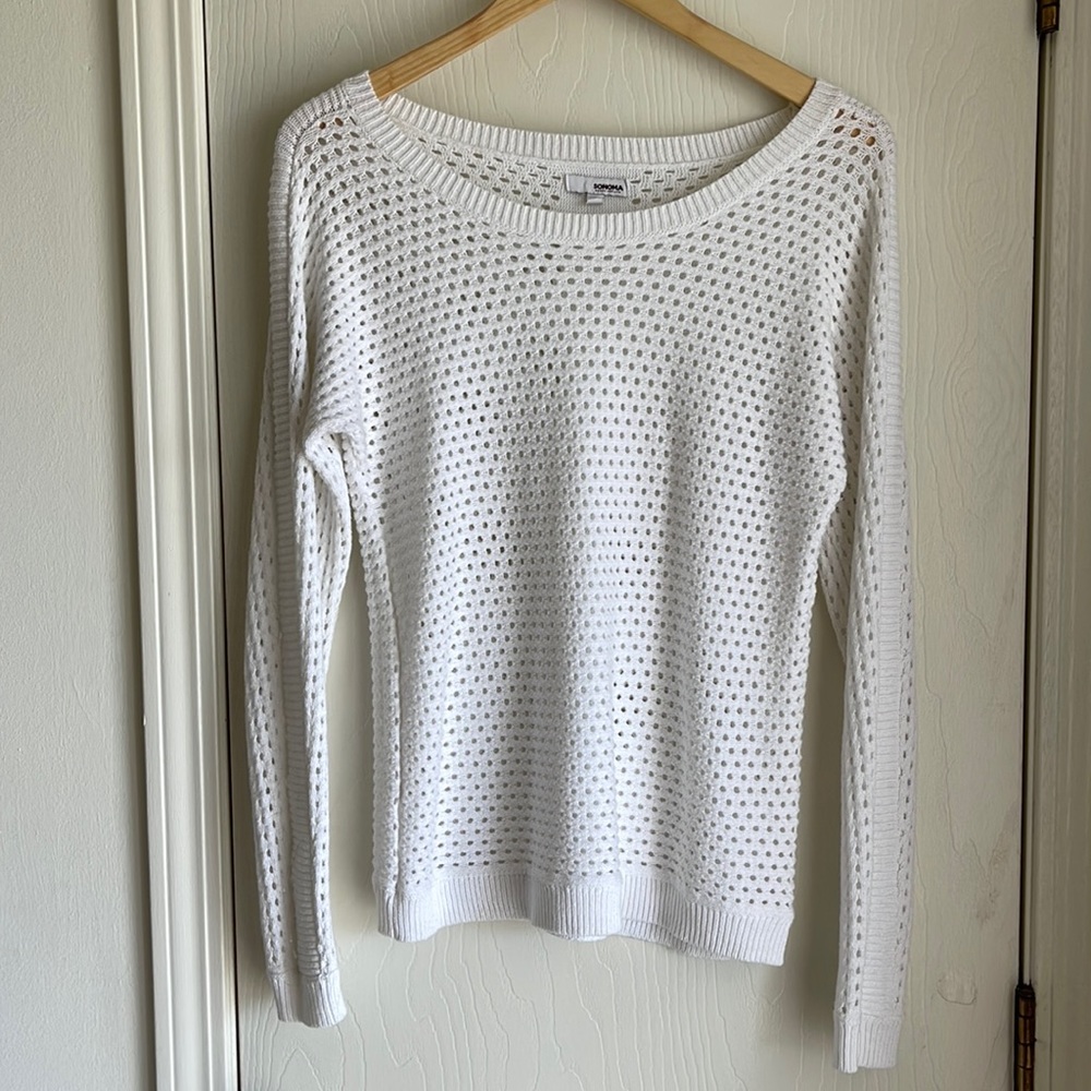 Sonoma white hole knit sweater small